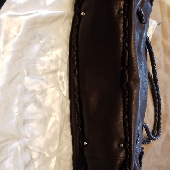 Furla chocolate brown leather satchel with ruffle - Picture 5 of 6